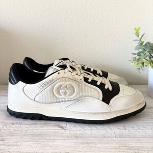 New Gucci Mac80 Men's white and black leather Sneakers size US 12, UK 11.5